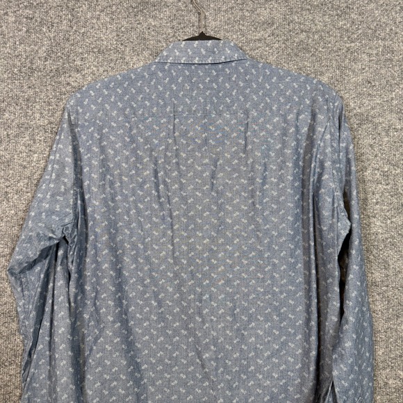 Uniqlo Shirt Mens Small Blue Chambray Long Sleeve Slim Fit Paisley Button Up - Picture 8 of 9